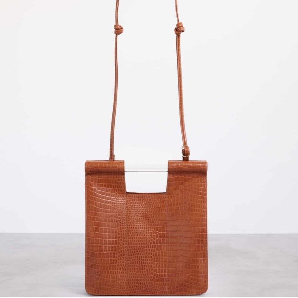 Beis The Crossbody in Cognac Croc Brown
